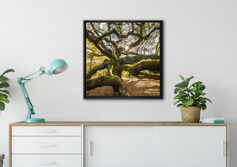 gigantisch verzweigter Baum auf Leinwandbild gerahmt Quadratisch verschiedene Größen im Wohnzimmer