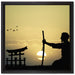 Samurai-Meister vor Horizont auf Leinwandbild Quadratisch gerahmt Größe 40x40