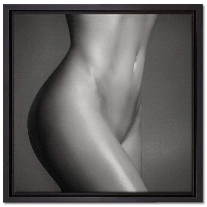 schlanker nackter Frauenkörper auf Leinwandbild Quadratisch gerahmt Größe 40x40