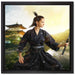 Samurai-Kriegerin Schnee auf Leinwandbild Quadratisch gerahmt Größe 40x40