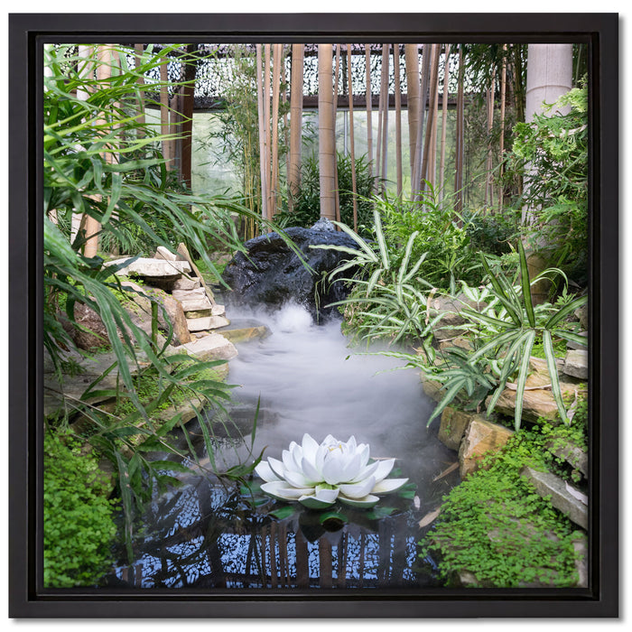 Zen Garten Japan auf Leinwandbild Quadratisch gerahmt Größe 40x40