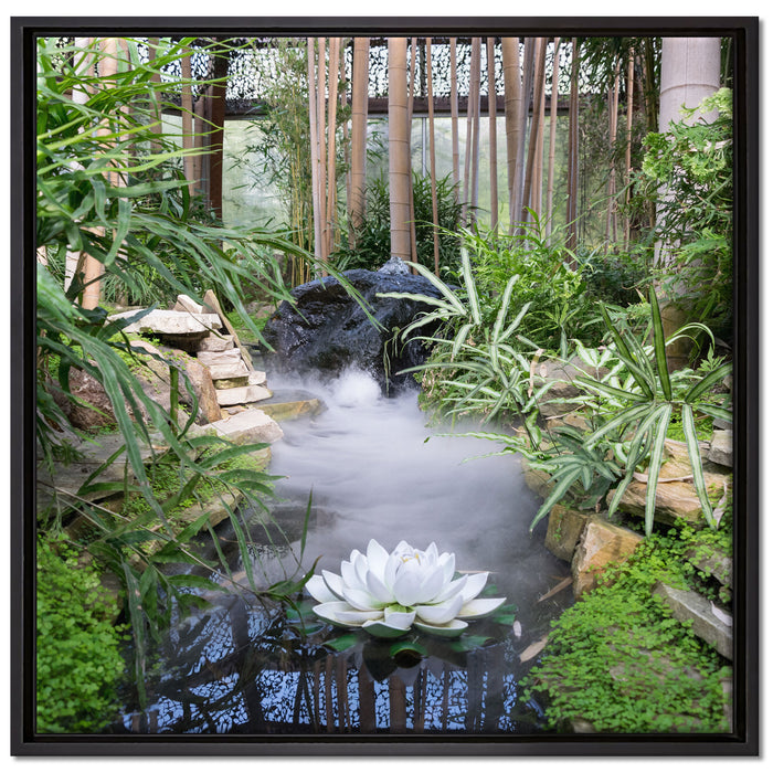 Zen Garten Japan auf Leinwandbild Quadratisch gerahmt Größe 70x70