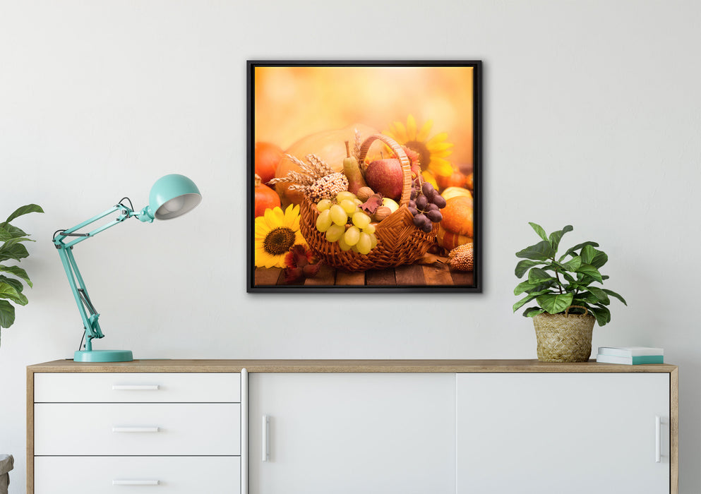 Herbsternte auf Leinwandbild gerahmt Quadratisch verschiedene Größen im Wohnzimmer