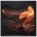 Brennender Phönix Vulkanlandschaft auf Leinwandbild Quadratisch gerahmt Größe 40x40