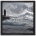 Sturmwellen Leuchtturm Portugal auf Leinwandbild Quadratisch gerahmt Größe 40x40