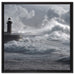 Sturmwellen Leuchtturm Portugal auf Leinwandbild Quadratisch gerahmt Größe 60x60