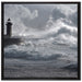 Sturmwellen Leuchtturm Portugal auf Leinwandbild Quadratisch gerahmt Größe 70x70