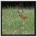 kleines Rehkitz auf Wiese auf Leinwandbild Quadratisch gerahmt Größe 60x60