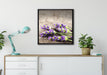 Liegender frischer Lavendel auf Leinwandbild gerahmt Quadratisch verschiedene Größen im Wohnzimmer