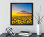 Sonnenuntergang Sonnenblumen  auf Leinwandbild Quadratisch gerahmt mit Kirschblüten