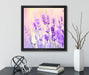 Lavendel im Retro Look  auf Leinwandbild Quadratisch gerahmt mit Kirschblüten
