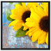 Sonnenblumen auf Holztisch auf Leinwandbild Quadratisch gerahmt Größe 70x70
