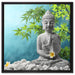 Buddha auf Steinen mit Monoi Blüte auf Leinwandbild Quadratisch gerahmt Größe 60x60