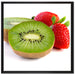 Kiwi und Erdbeeren auf Leinwandbild Quadratisch gerahmt Größe 70x70