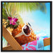 Ananas macht Urlaub auf Leinwandbild Quadratisch gerahmt Größe 70x70