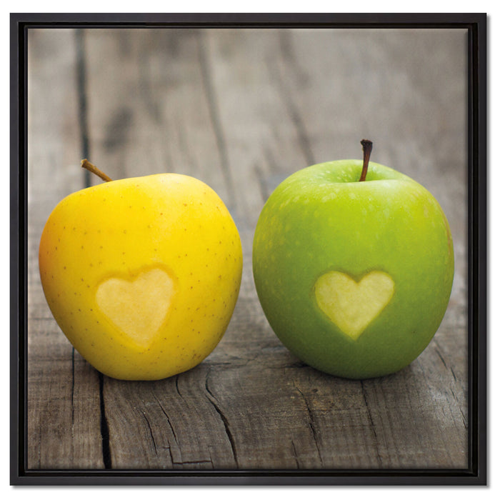 Ampel Herzäpfel auf Leinwandbild Quadratisch gerahmt Größe 60x60