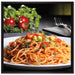 Leckere Spaghetti Italia auf Leinwandbild Quadratisch gerahmt Größe 70x70