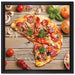 Pizza Italia auf Holztisch auf Leinwandbild Quadratisch gerahmt Größe 40x40