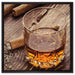 Whiskey und Zigarren auf Leinwandbild Quadratisch gerahmt Größe 60x60