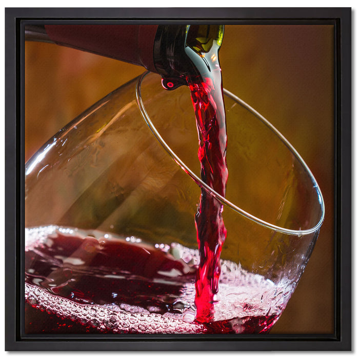 Edler Rotwein auf Leinwandbild Quadratisch gerahmt Größe 40x40