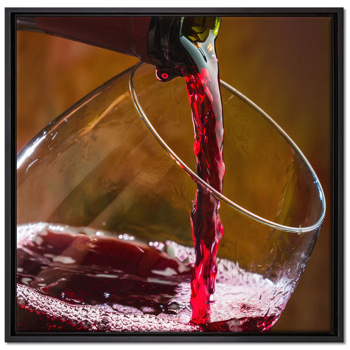 Edler Rotwein auf Leinwandbild Quadratisch gerahmt Größe 70x70
