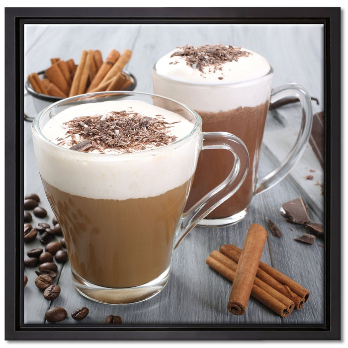 Schokolade und Kaffee auf Leinwandbild Quadratisch gerahmt Größe 40x40