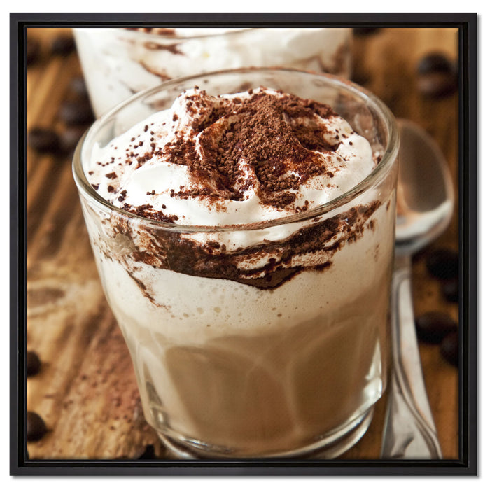 Cappuccino auf Leinwandbild Quadratisch gerahmt Größe 60x60