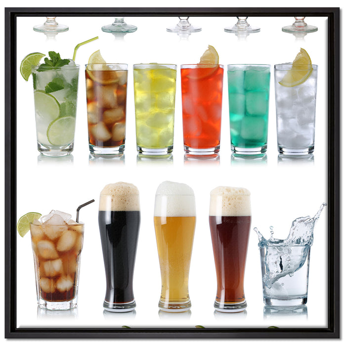 Cocktails Long Drinks und Bier auf Leinwandbild Quadratisch gerahmt Größe 70x70