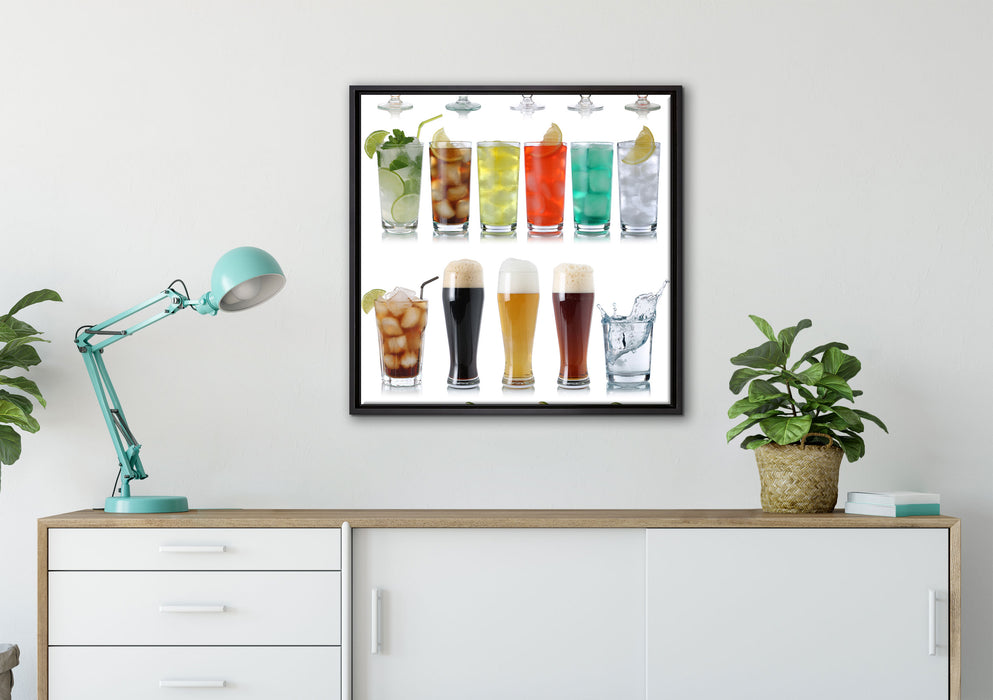 Cocktails Long Drinks und Bier auf Leinwandbild gerahmt Quadratisch verschiedene Größen im Wohnzimmer