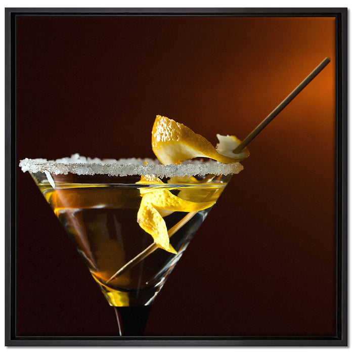 Cocktail Zuckerrand auf Leinwandbild Quadratisch gerahmt Größe 70x70