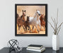 Western Pferde mit Fohlen  auf Leinwandbild Quadratisch gerahmt mit Kirschblüten
