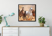 Western Pferde mit Fohlen auf Leinwandbild gerahmt Quadratisch verschiedene Größen im Wohnzimmer