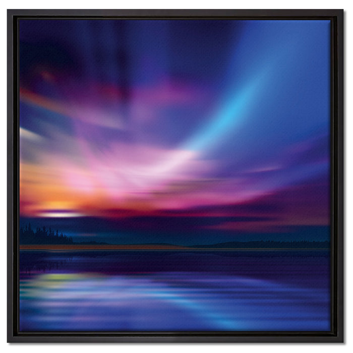 Nordische Polarlichter auf Leinwandbild Quadratisch gerahmt Größe 60x60