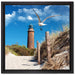 Schöner Leuchtturm am Strand auf Leinwandbild Quadratisch gerahmt Größe 40x40