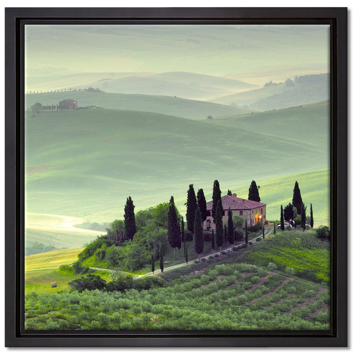 Wunderschöne Toskana Landschaft auf Leinwandbild Quadratisch gerahmt Größe 40x40