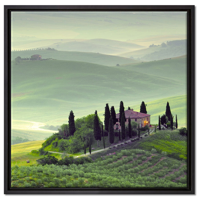 Wunderschöne Toskana Landschaft auf Leinwandbild Quadratisch gerahmt Größe 60x60