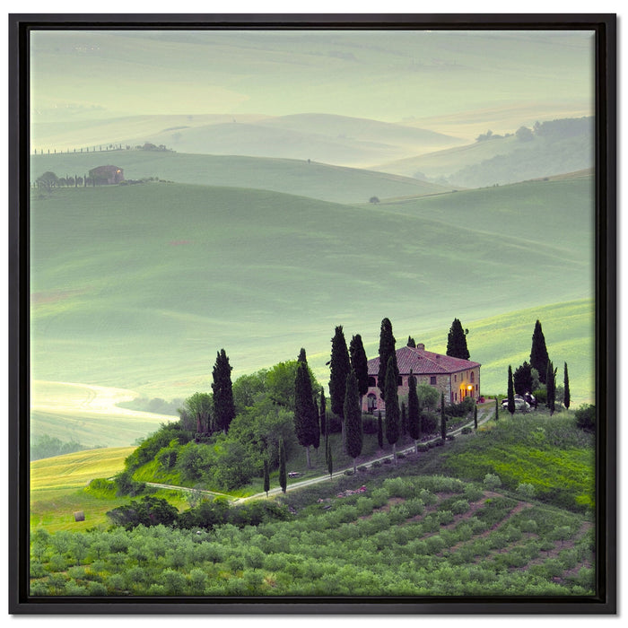 Wunderschöne Toskana Landschaft auf Leinwandbild Quadratisch gerahmt Größe 70x70