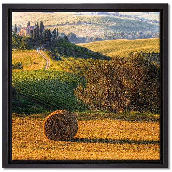 Italienische Toskana Landschaft auf Leinwandbild Quadratisch gerahmt Größe 40x40