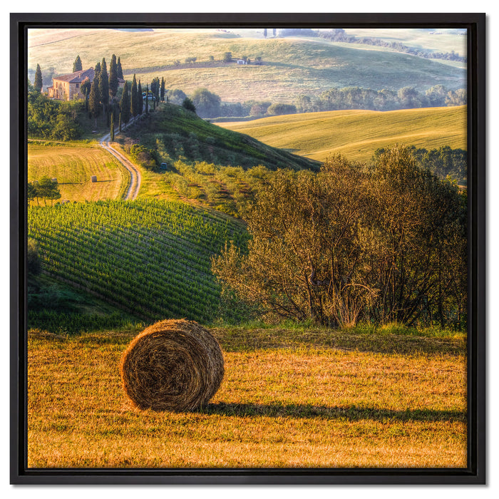 Italienische Toskana Landschaft auf Leinwandbild Quadratisch gerahmt Größe 60x60