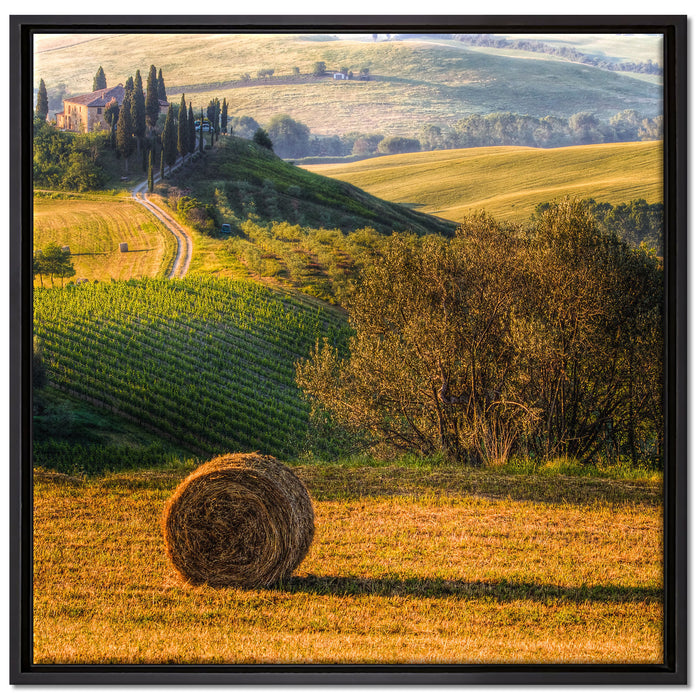 Italienische Toskana Landschaft auf Leinwandbild Quadratisch gerahmt Größe 70x70