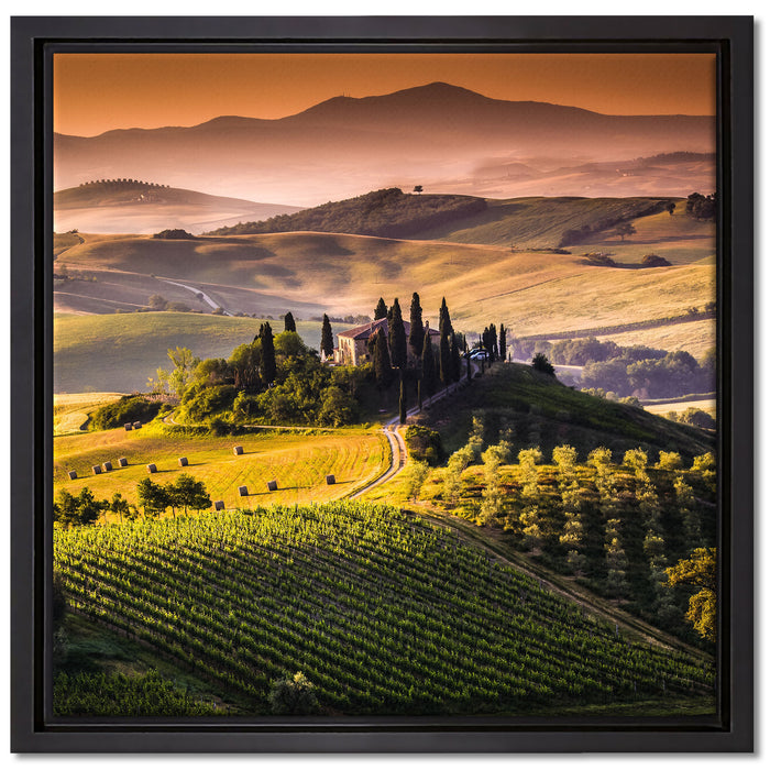Wunderschöne Toskana Landschaft auf Leinwandbild Quadratisch gerahmt Größe 40x40