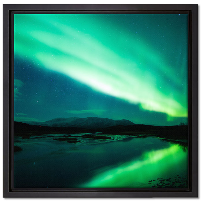 Polarlichter in Skandinavien auf Leinwandbild Quadratisch gerahmt Größe 40x40
