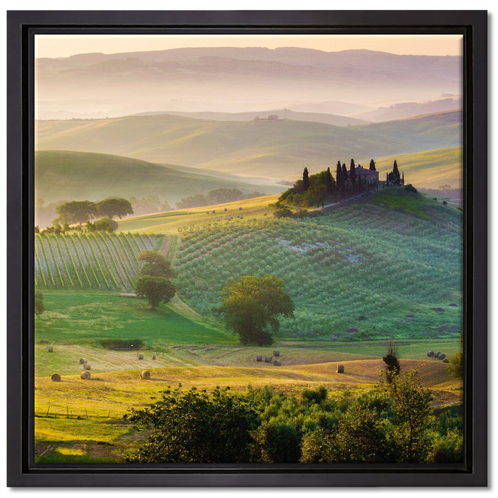 Toskana Landschaft auf Leinwandbild Quadratisch gerahmt Größe 40x40