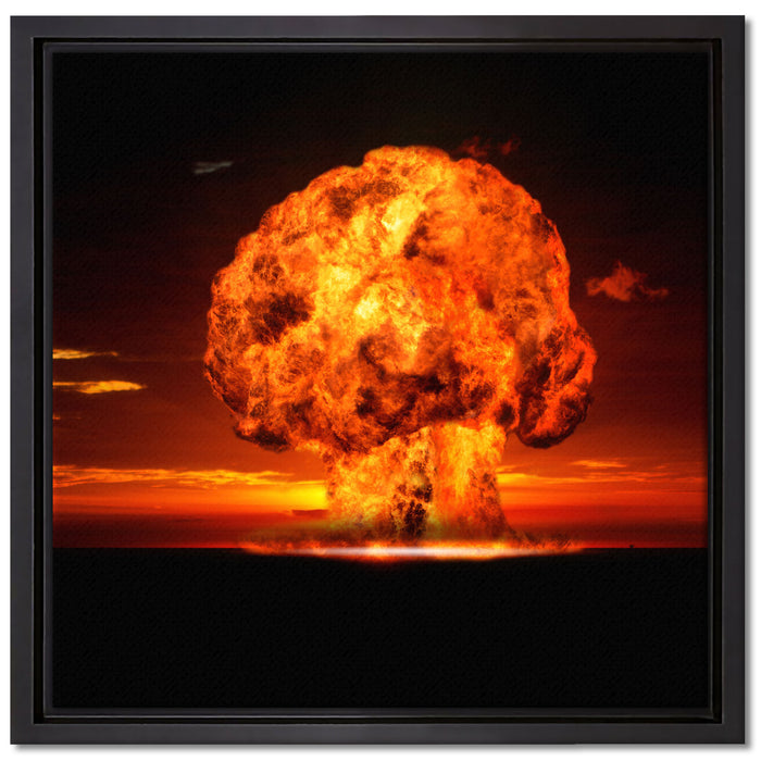 Gefährlicher Atomfeuerpilz auf Leinwandbild Quadratisch gerahmt Größe 40x40
