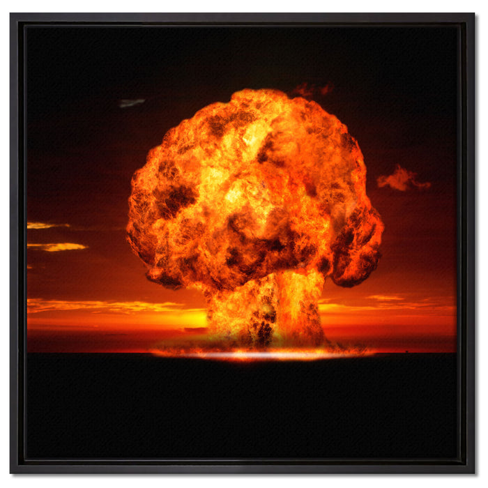 Gefährlicher Atomfeuerpilz auf Leinwandbild Quadratisch gerahmt Größe 60x60