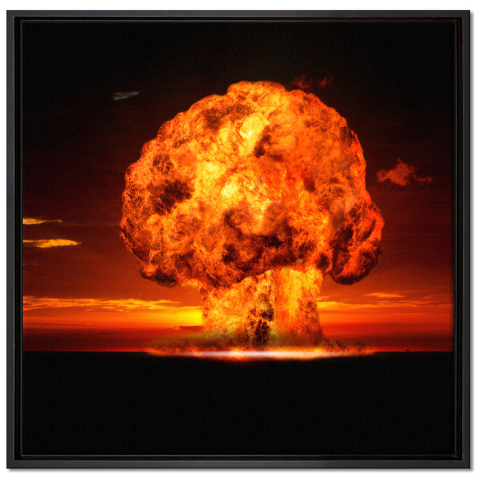 Gefährlicher Atomfeuerpilz auf Leinwandbild Quadratisch gerahmt Größe 70x70