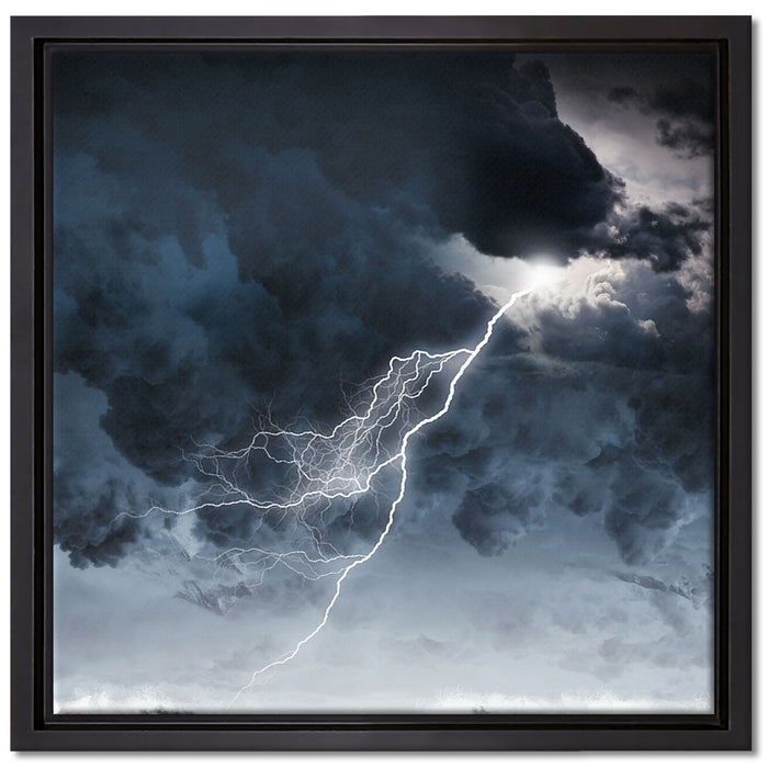 Blitz am Himmel auf Leinwandbild Quadratisch gerahmt Größe 40x40