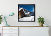 Verschneite Alpenhütte auf Leinwandbild gerahmt Quadratisch verschiedene Größen im Wohnzimmer