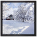 Winterlandschaft mit Hütte auf Leinwandbild Quadratisch gerahmt Größe 40x40