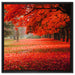 Rot gefärbter Park im Herbst auf Leinwandbild Quadratisch gerahmt Größe 60x60